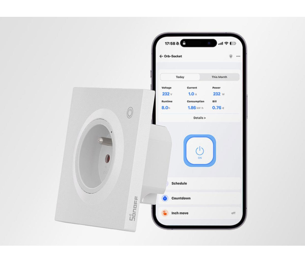 Sonoff Inteligentne gniazdko ścienne WS01TPE-E WiFi (typ E) - 1534486 - zdjęcie 7